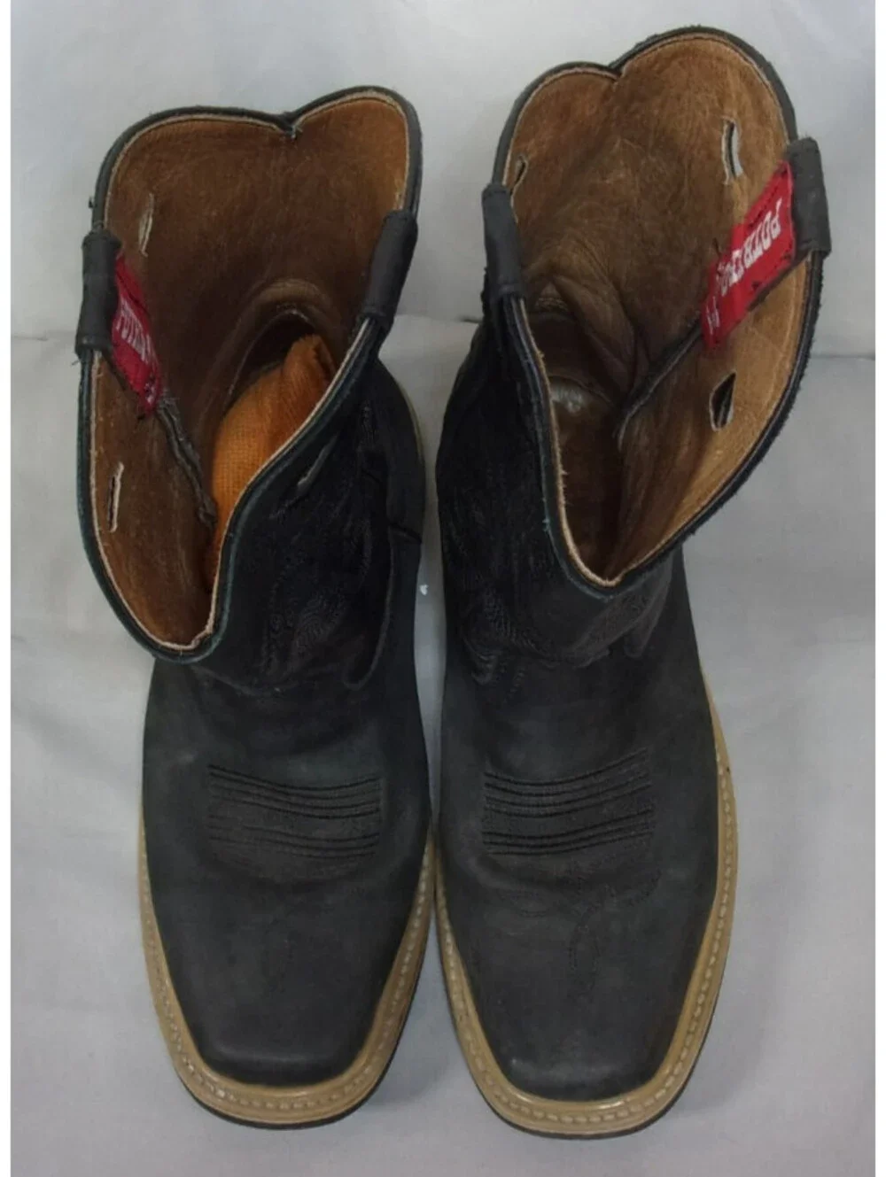 DESIGNER POTRERO WESTERN SQUARE TOE HEAVY SOLE MIDCALF COWBOY BROWN BOOTS SIZE 6